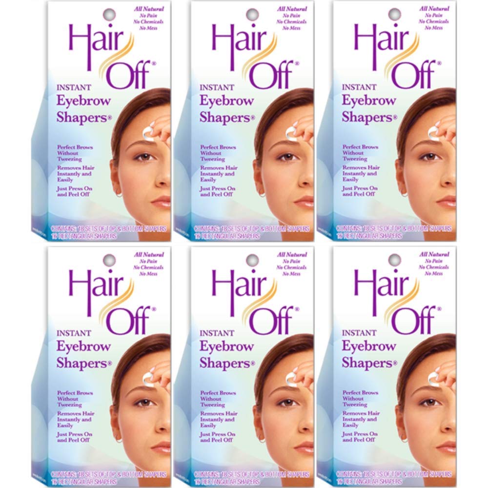 Hair Off Eyebrow Wax Strips – Fast & Painless Eyebrow Shaping Kit for Women – Face Wax Strips for Hair Removal – 18 Ct, 6 Pack