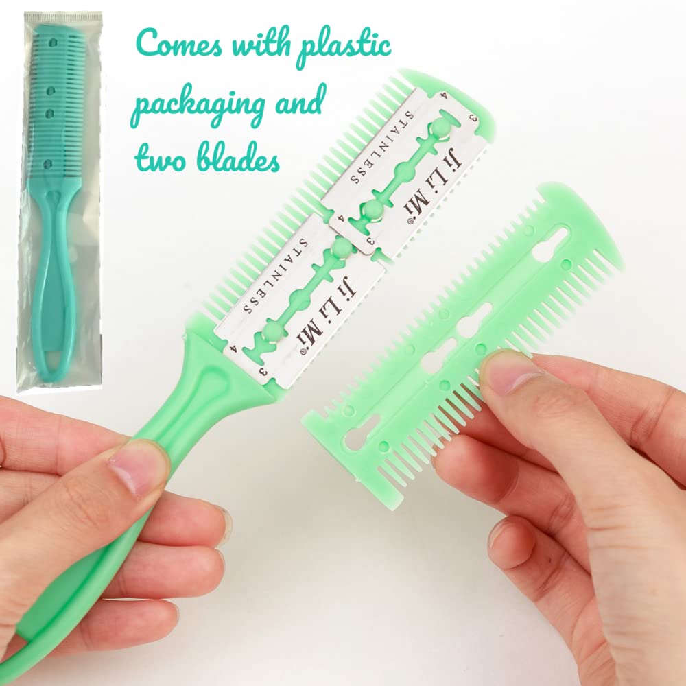 JLEivvi 4 PCS Double-Sided Hair Trimming, Thinning and Styling Razor Combs for Hairdressers