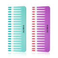 Skiennix 2-Pack Wide-Tooth Comb Set | Anti-Static Design for Curly & Wet Hair - Portable Travel Size (Purple & Blue)