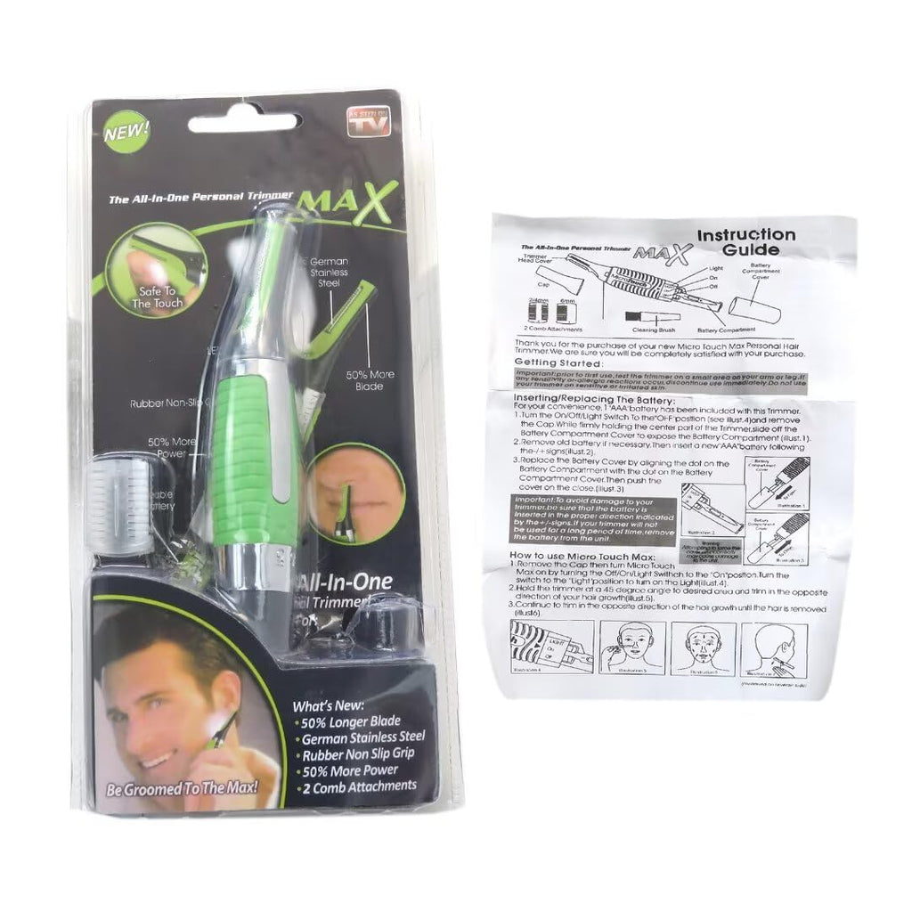 ATIODYUUK Men Nose Ear Face Neck Eyebrow Hair Mustache Beard Trimmer Shaver Clipper PE-Green