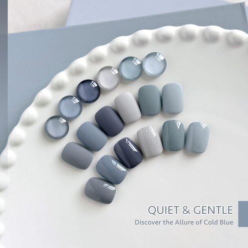 GAOY Blue Ashes Gel Nail Polish, 6 Colors Blue Nail Polish Set, Soak Off UV Cure Gel for DIY Manicure at Home and Salon
