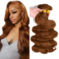 #30 Light Brown Bundles Human Hair Body Wave Bundles 22 22 22 Inch Brown Body Wave Bundle Human Hair Extensions Double Weft Unprocessed Brazilian Virgin Hair 3 Bundle 50 Grams Per Bundle