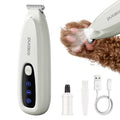 PUKACO 2026 Upgraded Dog Paw Trimmer with LED Light, Low Noise Small Pet Hair Trimmer 18mm Wide Curved Blade, 35dB Cordless Waterproof Pet Paw Grooming Clippers for Dogs, Cats, Paws, Ears, Face, Rump
