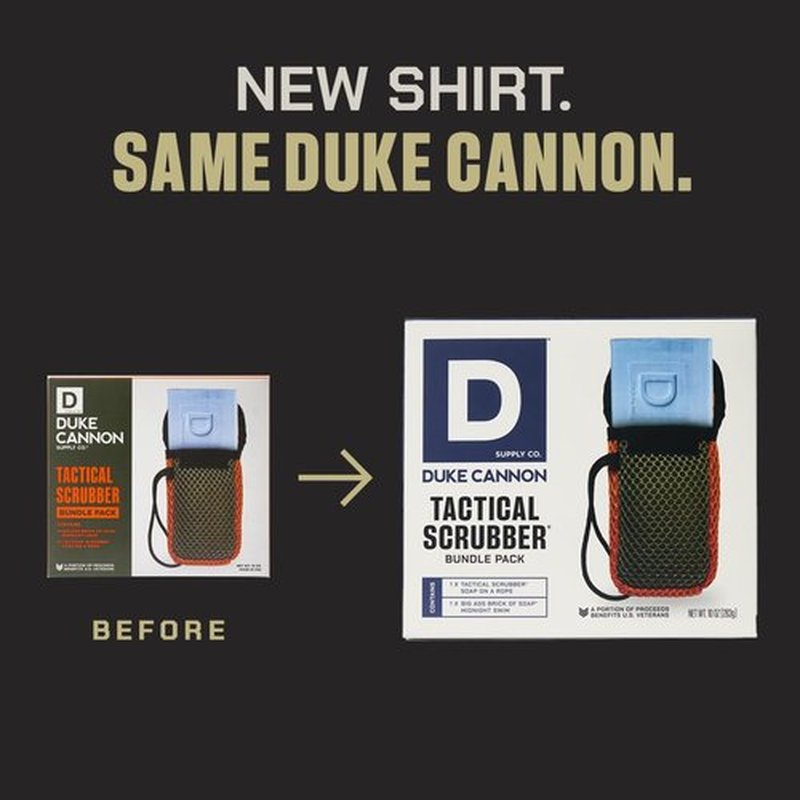 Duke Cannon Supply Co. Tactical Scrubber + Sawtooth Men's Brick of Soap - U.S. Military-Grade Soap Pouch - Dual-Mesh - Sawtooth, 10 oz