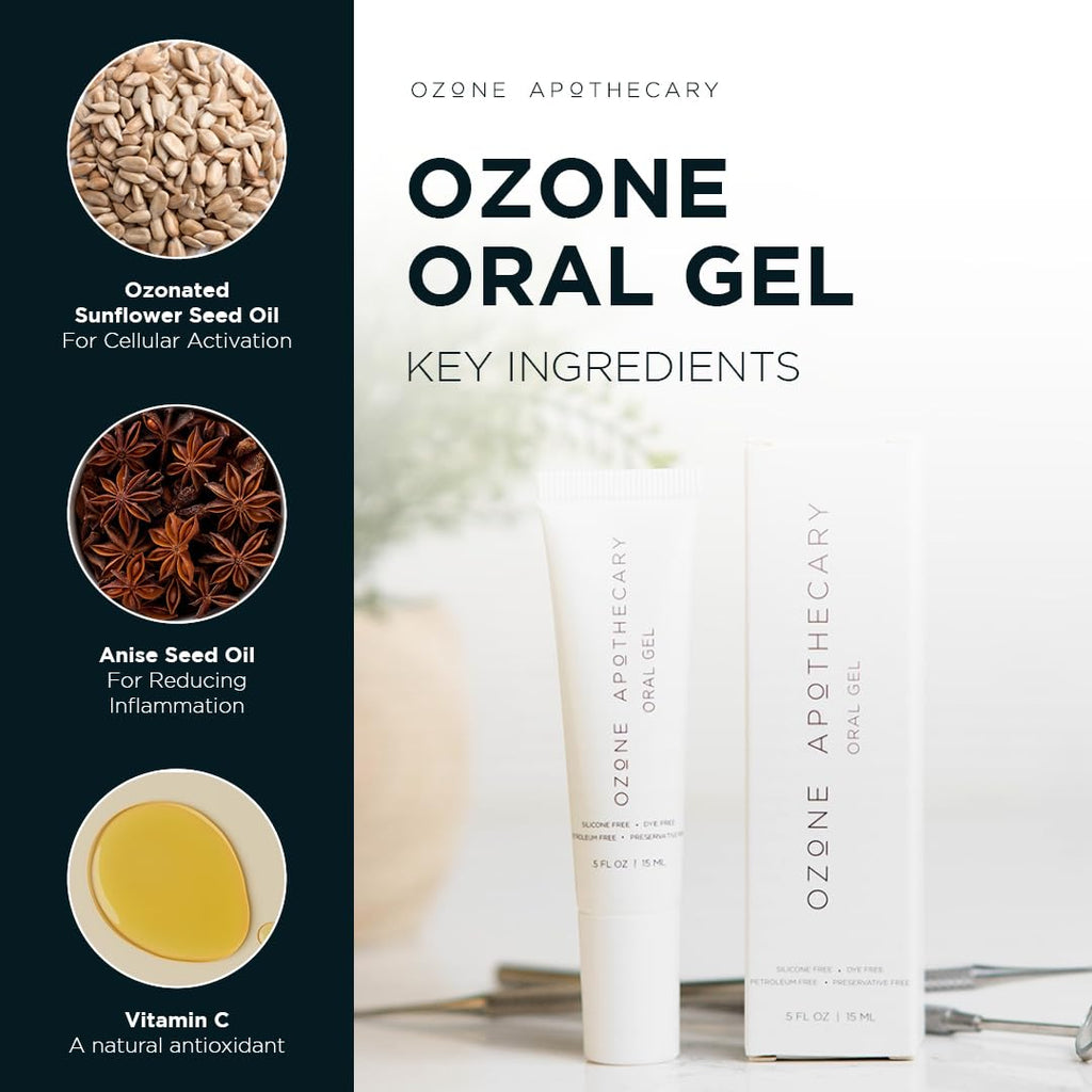 Ozone Apothecary Oral Gel Ozone Oil Infused Gel Dental Care Antibiotic-Free Multipurpose for Promoting Healthy Mouth