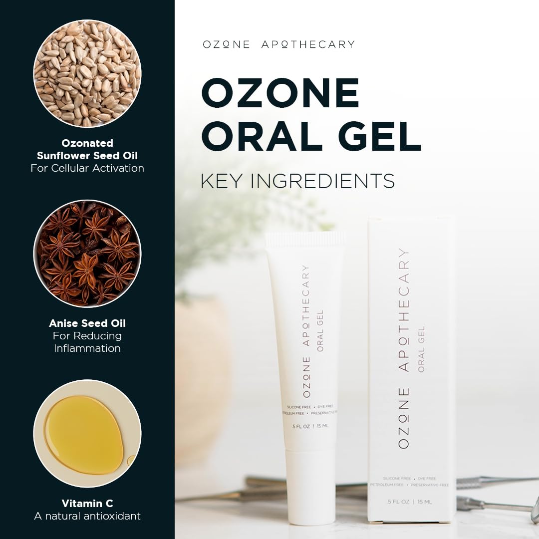 Ozone Apothecary Oral Gel Ozone Oil Infused Gel Dental Care Antibiotic-Free Multipurpose for Promoting Healthy Mouth