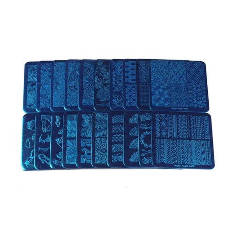 BeautyLeader 20Pcs Mix Designs Nail Plates +1 Pcs Nail Art Stamper + 1 Scraper Image Stamp Stamping Plates Manicure Template Nail Art Tools (A036-55)