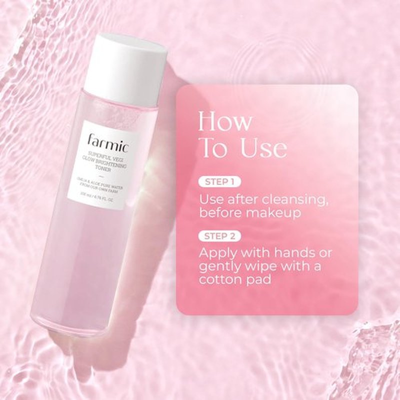 FARMIC Superful Vegi Glow Toner 6.76 fl.oz (200ml) Aloe & Omija Soothing Moisturizer Facial Vegan Toner Hydrating Radiant Face Cruelty-Free Korean Daily Skincare Prep All Skin Types