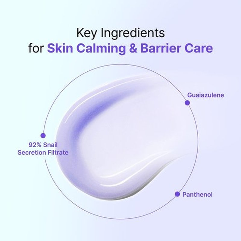 TIA'M TIAM Snail & Azulene Calmfort Cream, 3.38 fl oz, 92% Snail Mucin, Lightweight Calming & Moisturizing Cream for Soft, Glass Skin, Korean Skin Care, Day & Night Moisturizer Face Cream