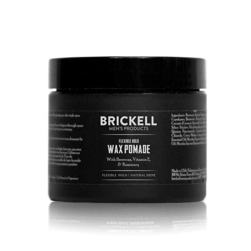 Brickell Men's Products Flexible Hold Wax Pomade - Natural & Organic Hair Styling, 2 Oz | Irritation-Free Shine