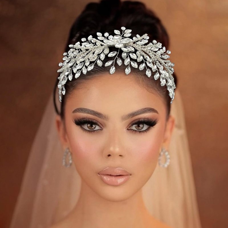 WONRLUA Bridal Hair Accessories, Elegant Wedding Headpiece for Bride, Rhinestone Headband for Women and Girls(Silver)