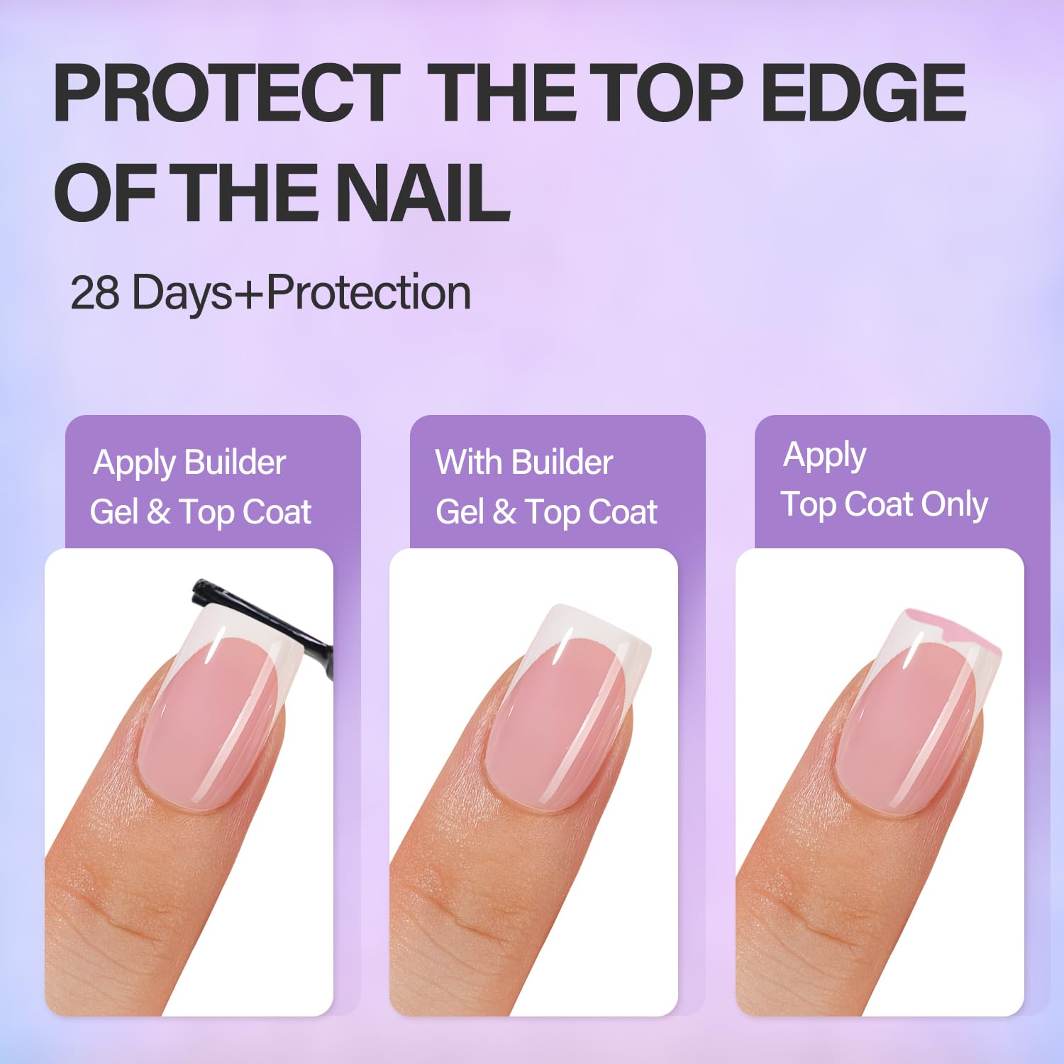 Vansiho Pink French Gel Nails Kit - Short Square French Tip Press on Nails, Nail Gel, Top Coat and Nail Lamp for Gift and Nail Art DIY