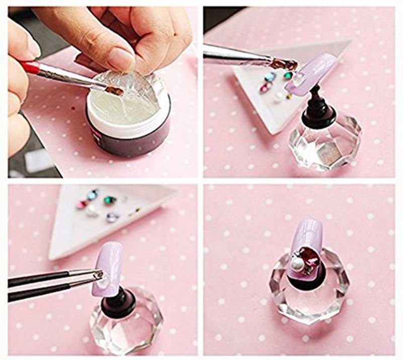 Minejin Minejin Nail Art Super Srong Rhinestone Builder Glue Soak Off UV Gel for Gem Stones Jewelry Diamond Beads 8ml 4 Boxes