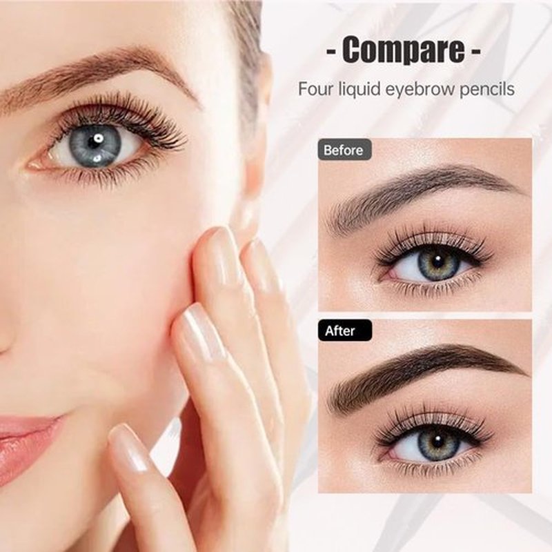 Skiennix Microblading Eyebrow Pen - Waterproof 4-Tip Pencil for Natural Makeup | Dark Brown