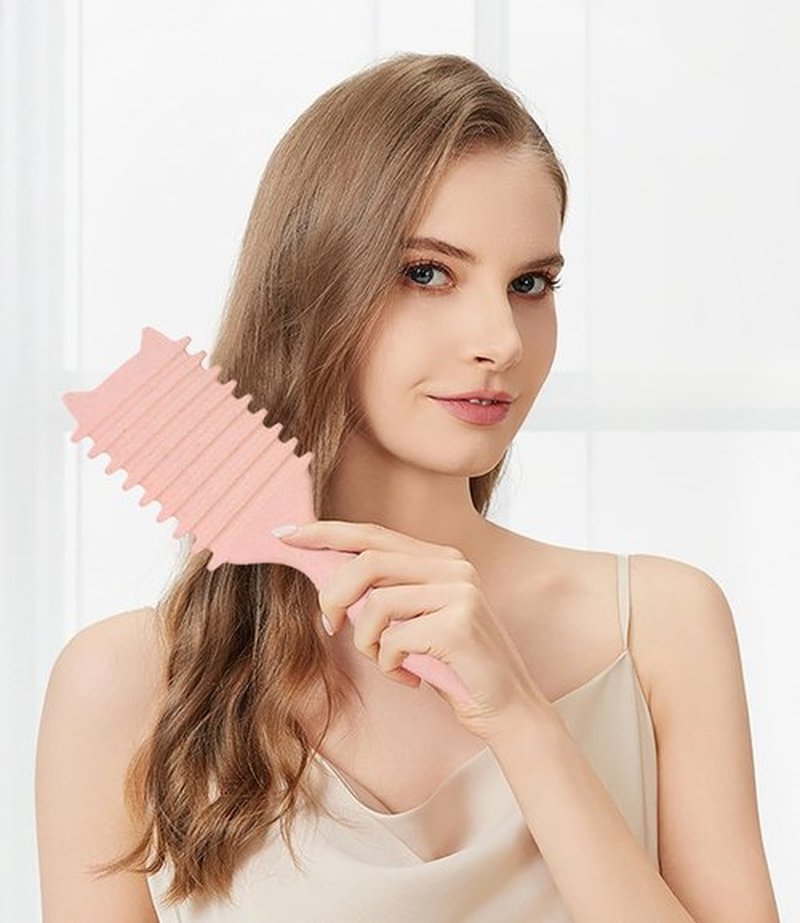 Skiennix Curly Hair Brush - Volume Curl Defining Tool for Effortless Detangling & Styling | Pink