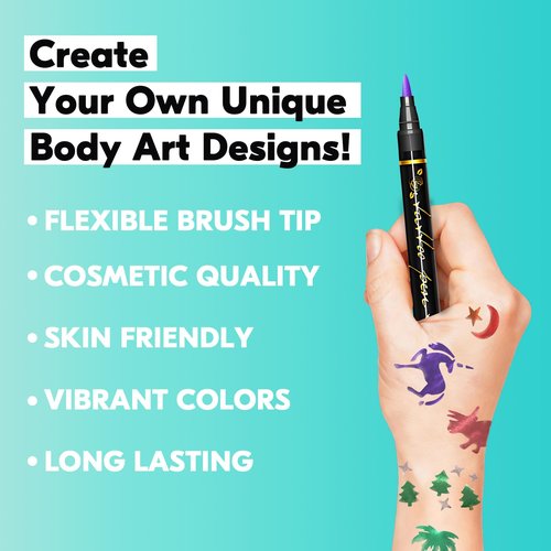 12pcs Tattoo Pen, Temporary Tattoo Maker for Kids, Safety Body Markers for Skin