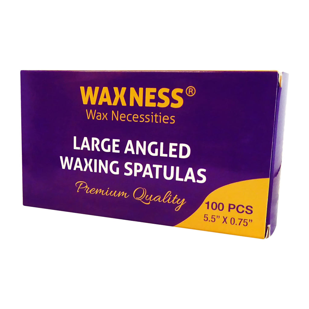Waxness Wooden Waxing Spatulas 100 Pcs – Angled Applicator Sticks for Body & Precision Waxing, Disposable Birchwood – Professional Use