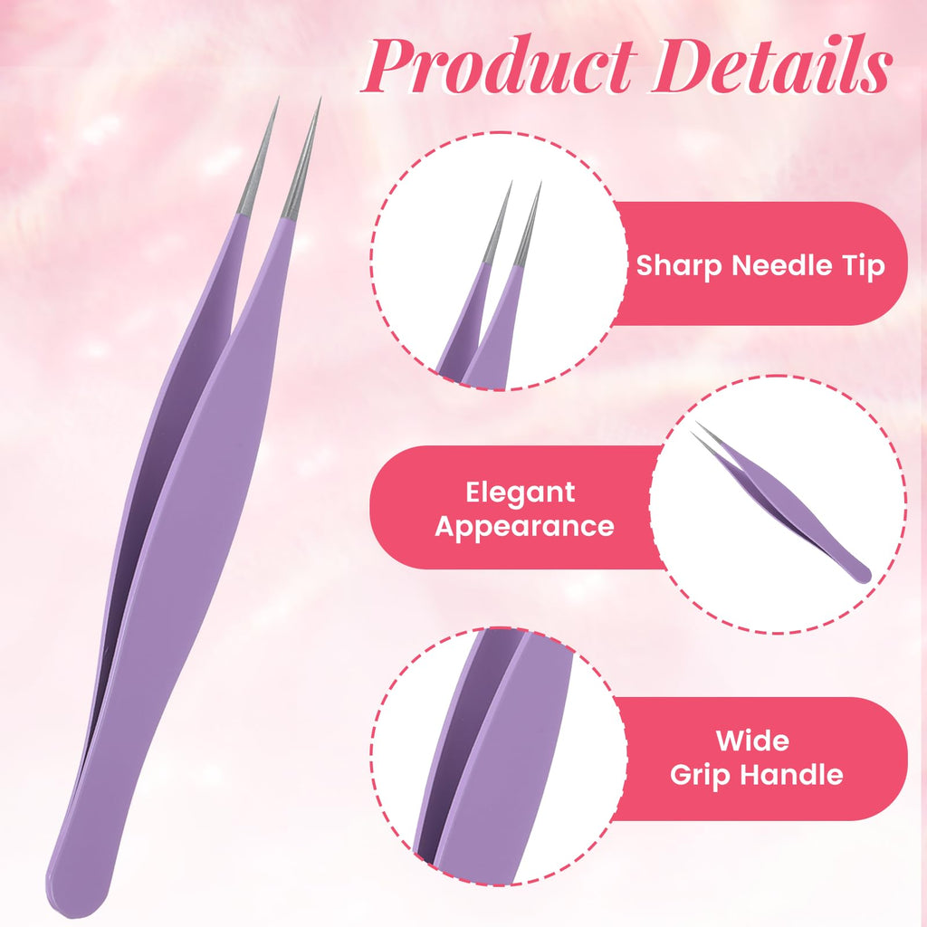 Nogeqi 3pcs Needle Nose Tweezers, Pointed Tweezers Precision Fine Point Tip Tweezer Stainless Steel For Hair, Eyebrow, Blackhead