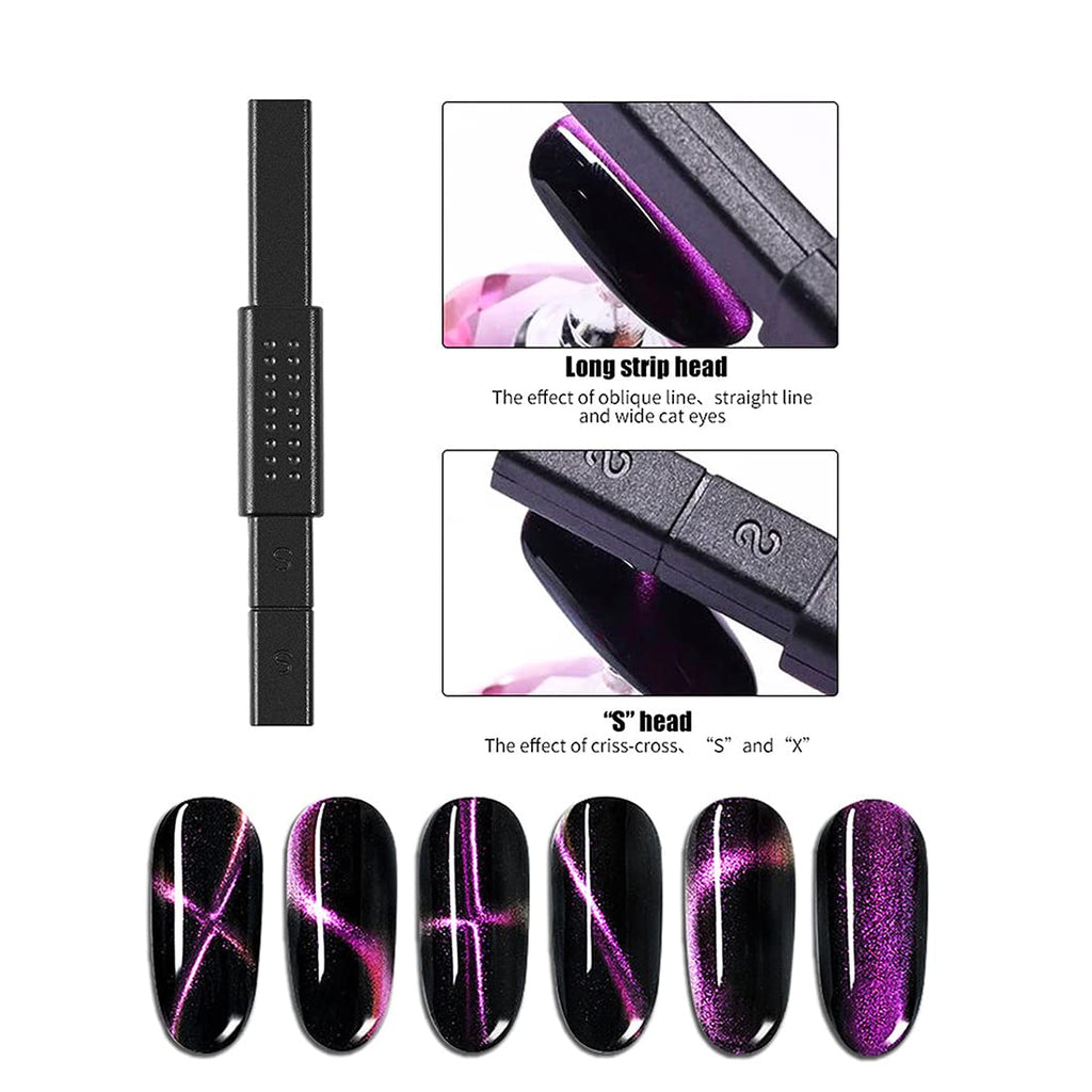 XEAOHESY 16 Pcs Nail Magnet Tool Set Magnet Plate Wand Board Magnetic Pen Stripe Nail Magnet Double Ended Magnet Wand Magnet Stick for Cat Eye Gel Polish Nail Art