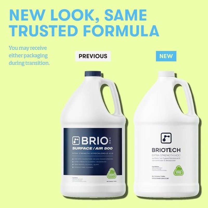 Briotech Extra Strength HOCl Cleaner - 500 PPM Hypochlorous Acid Concentrate | 1 Gallon Professional Deodorizer for Homes, Offices & Schools