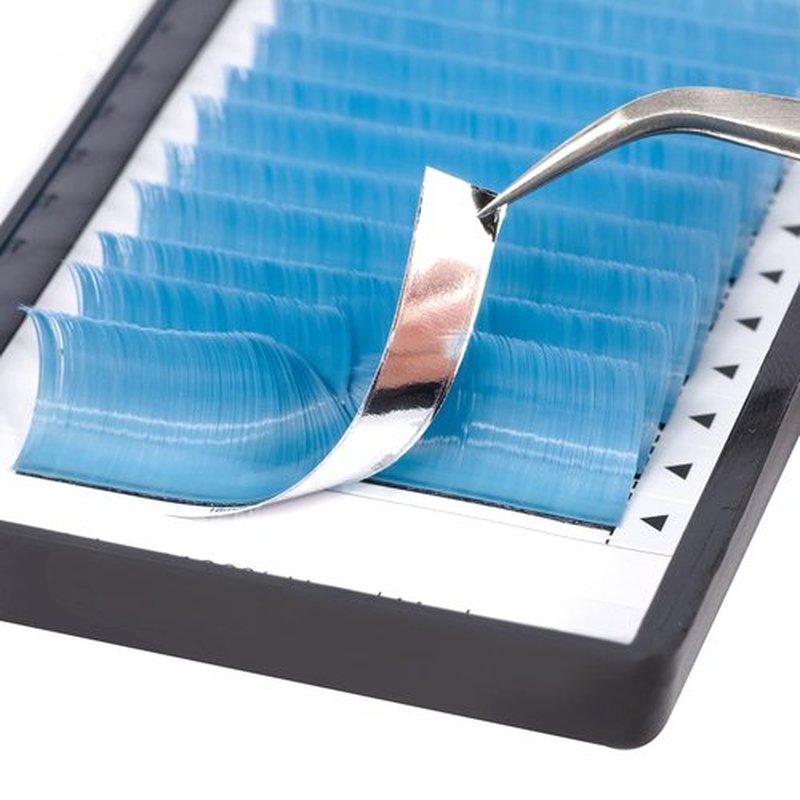 Colored Eyelash Extensions Easy Fan 8-15mm Mixed Light Blue D Curl Easy Fanning 0.07mm Self Premade Volume Lash