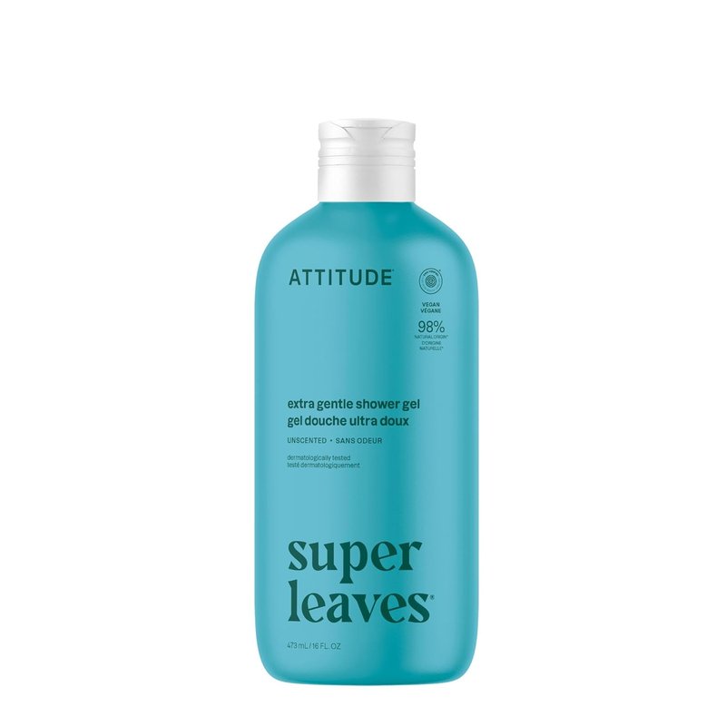 ATTITUDE Body Wash - EWG Verified, Extra Gentle & Unscented, Plant-Based Shower Gel, 16 Fl Oz