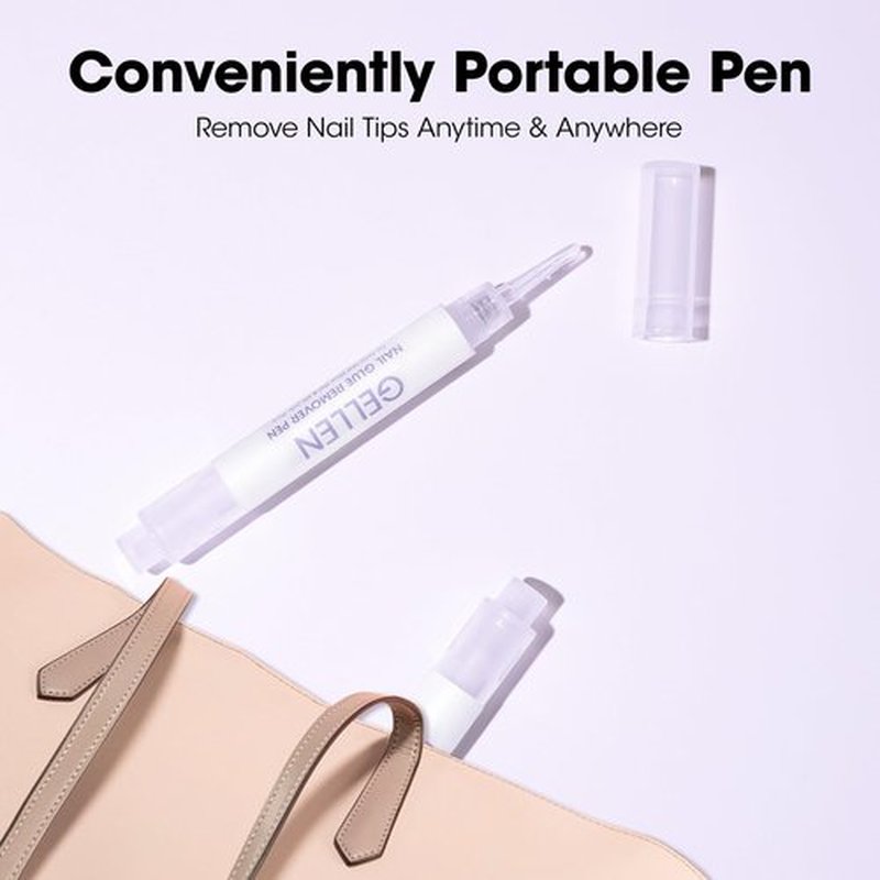 Gellen Nail Glue Remover, 2 Pcs Nail Glue Remover for Press on Nails, Non Acetone Gel Glue Off Remover, 10s Quick Remove for Nail Tips Fake Nails Solid Glue Gel