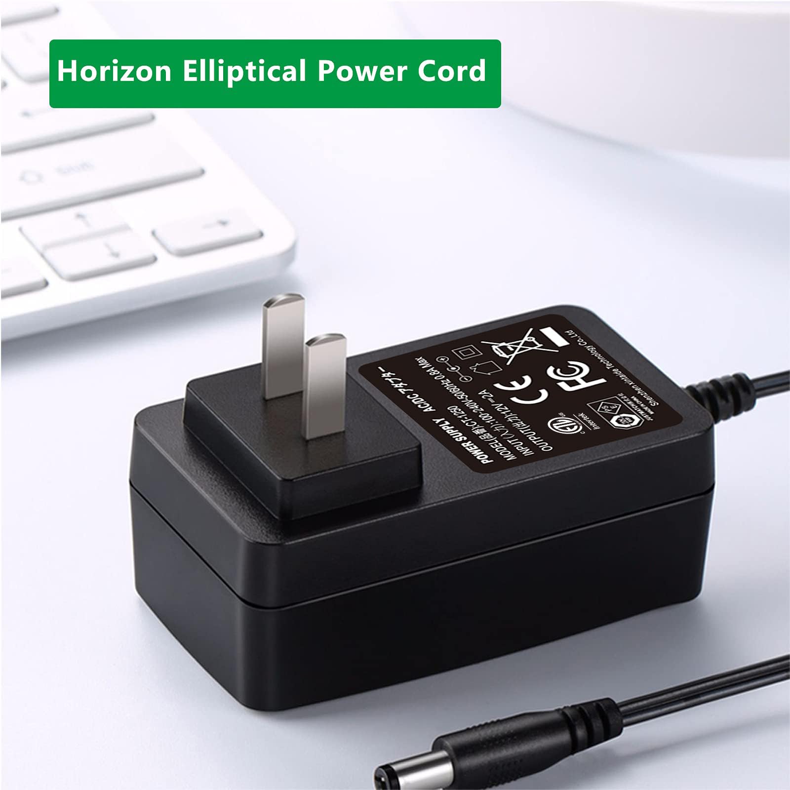 WUKUR 12V AC Adapter Compatible with Horizon EX-59 Elliptical Power Cord for EX59 EX 59 EX-69 Fitness Replacement for sc24w-1202000u