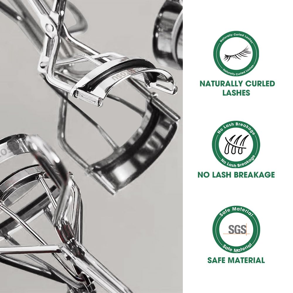 Hotosu Stainless Steel Eyelash Curlers, Lash Curler for Long-Lasting Lift