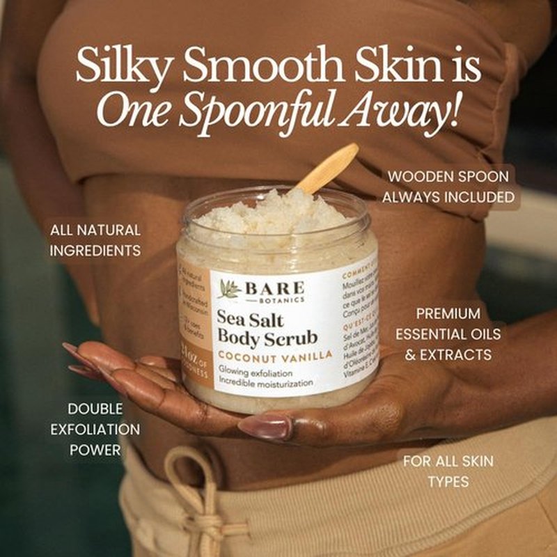 Bare Botanics Body Scrub - Himalayan Lavender Citrus Exfoliator with Moisturizers | 24 oz, Cruelty-Free