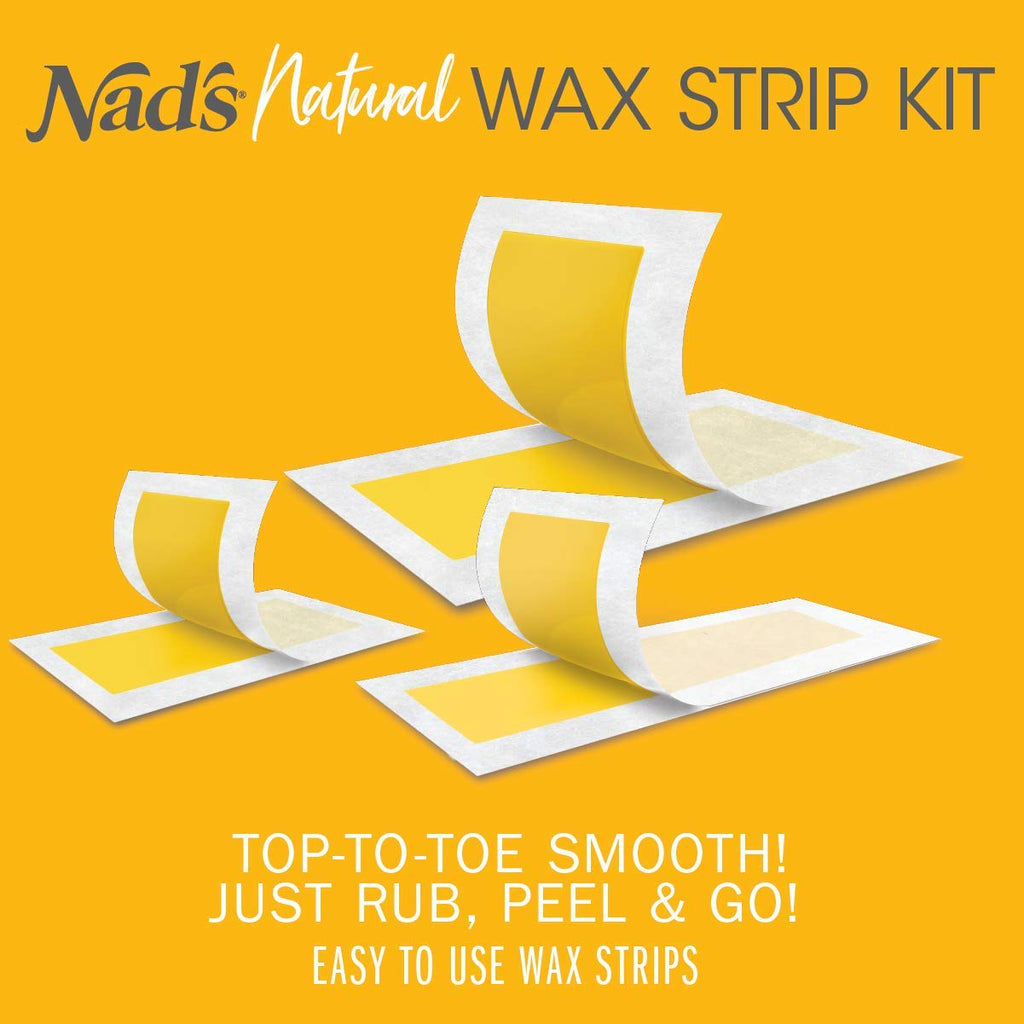 Nad's Wax Strips Kit Natural All Skin Types Wax Hair Removal For Women, 6 Face Wax Strips + 20 Body Wax Strips + 6 Bikini Wax Strips + Post Wax Oil