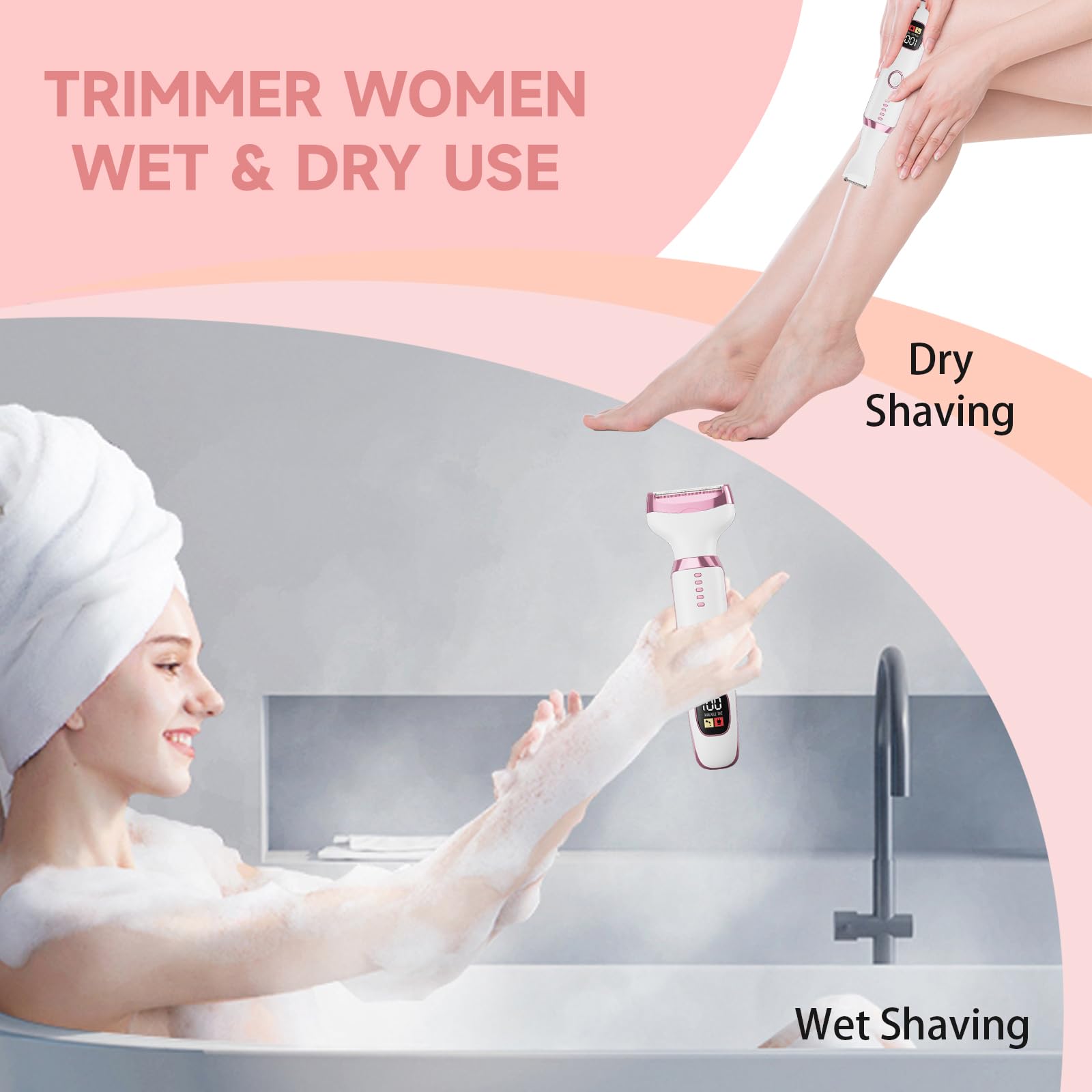 Electric Razor Shavers for Women 5 in 1 Electric Shaver for Women,Cordless Replaceable Facial Eyebrow Razors & Nose Hair Trimmer, Wet Dry Bikini Trimmer Pubic Hair Removal Gifts for Womens 3028A White