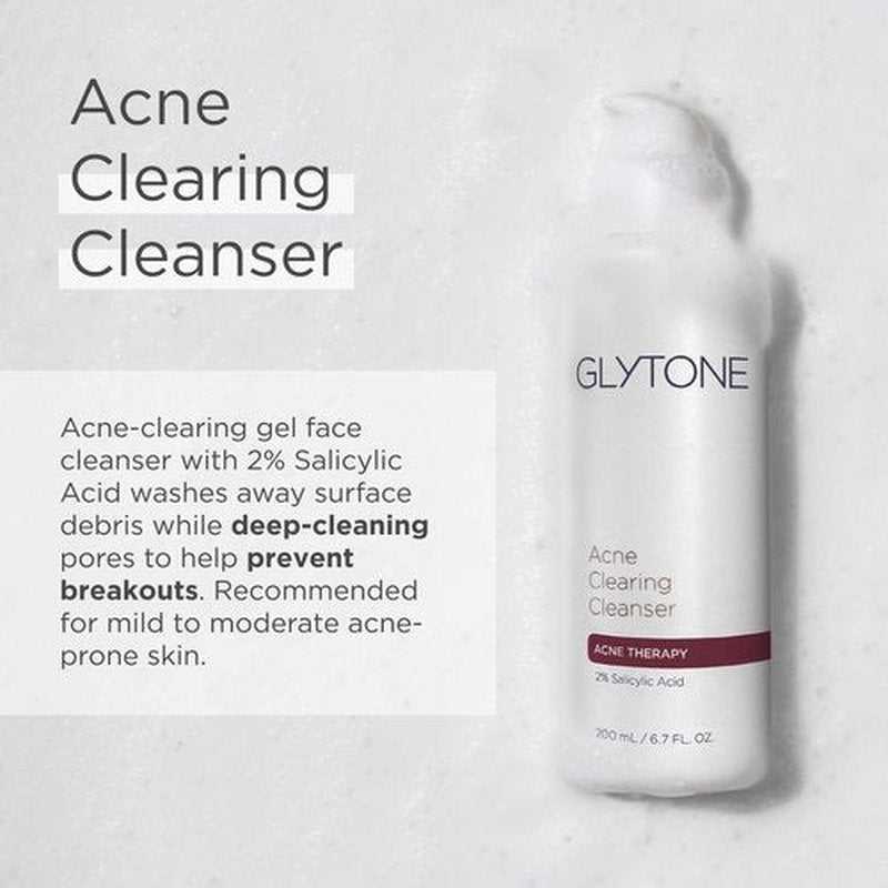 Glytone Acne Clearing Cleanser - Daily Face Wash with 2% Salicylic Acid for Oily Skin - 6.7 fl oz