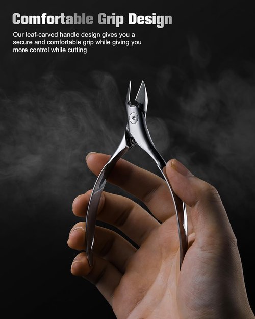 FERYES Full Jaw Cuticle Trimmer - Heavy Duty Nail Cuticle Cutter Clipper with Built-in Spring - Precision Cuticle Remover Tool for Perfect Nails
