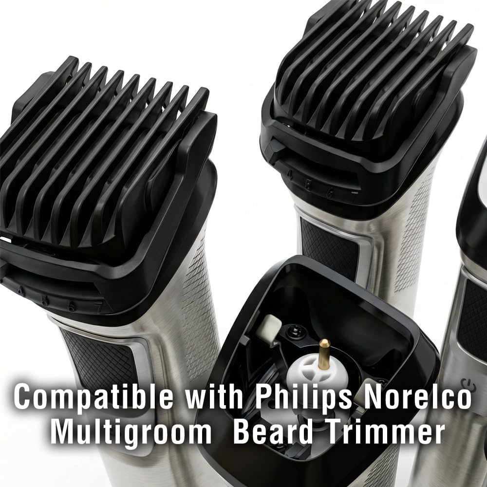 maxeylead Replacement 3-7mm Pivoting Comb Compatible with Philips Norelco Multigroom MG3750 MG5750 MG7750 MG7790 MG9510 BT5511 Beard Trimmer Attachment Parts Black