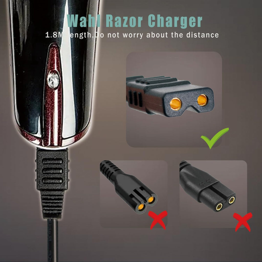 Wahl Charger Replacement - 2V Power Cord for Wahl Shaver & Trimmer Models 8061, 8163, 8786 & More