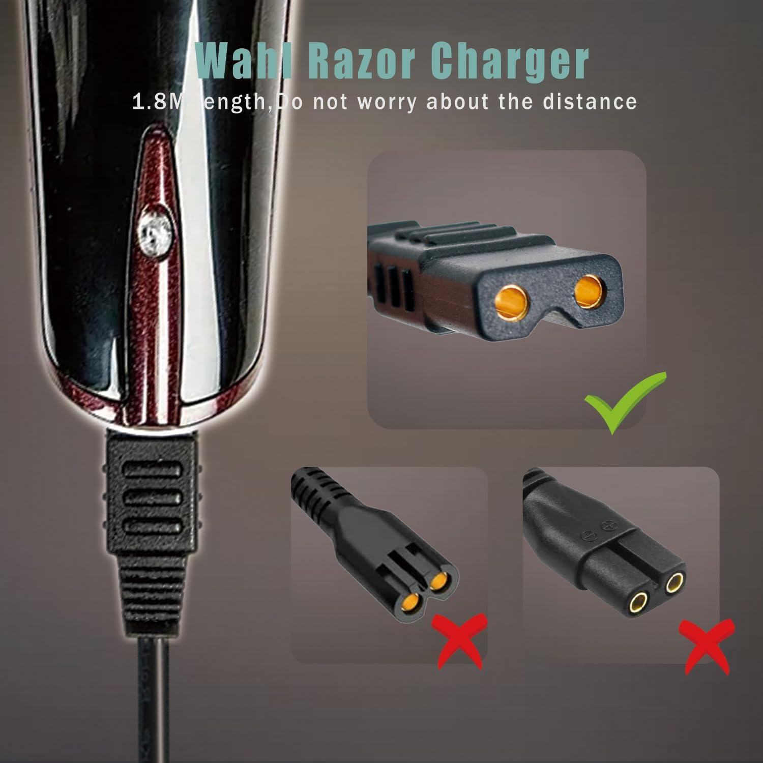 Wahl Charger Replacement - 2V Power Cord for Wahl Shaver & Trimmer Models 8061, 8163, 8786 & More
