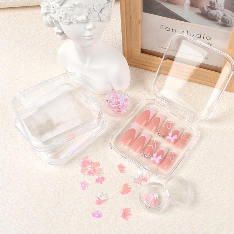 VYNYJOAN 15PCS Press On Nail Storage Box Fake Nail Container Packing Box With Adhesive Double Sided Tape for Nail Art Storage (Not Include Press On Nail)