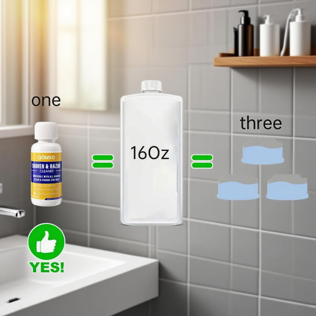 Electric Shaver Cleaning Solution - Electric Razor Cleaner，Compatible With Braun Cleaning Solution & Renew Refill Cartridges - Clipper Blade Cleaner - 3 Bottles, Makes 9 Refills