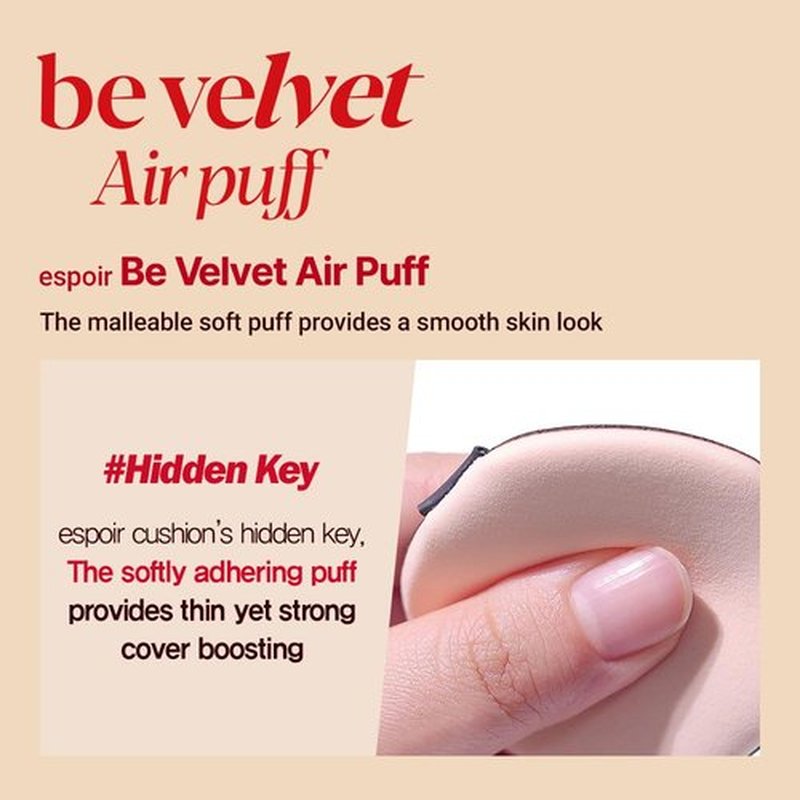 Espoir Be Velvet Air Puff 5-Pack - Flawless Makeup Sponge Applicator for Liquid Foundation & Powder