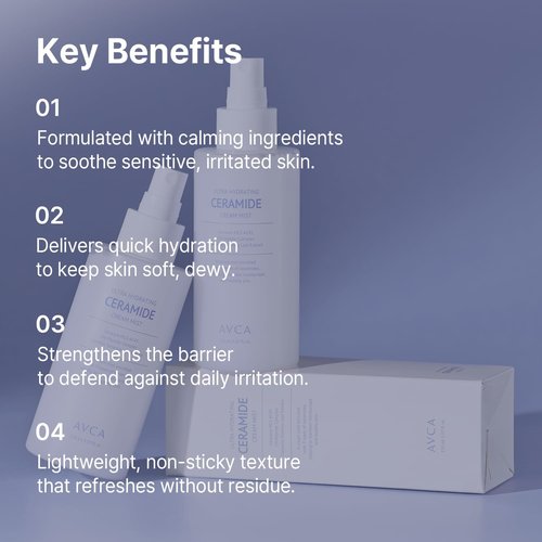 AVCA Ultra Hydrating Ceramide Cream Mist - Milky Facial Spray with 5 Ceramides for Deep Moisture & Dewy Glow (5.07 fl oz)