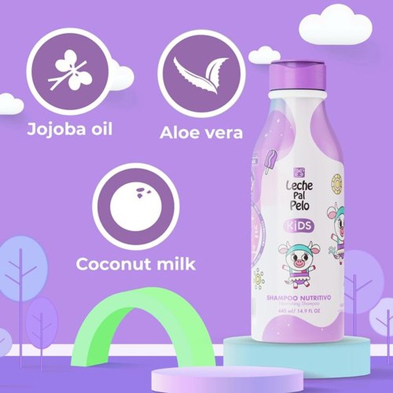 Leche Pal Pelo Kids Nourishing Shampoo - Gentle Daily Cleanse, Sulfate-Free with Jojoba & Aloe Vera | 14.9 fl. oz