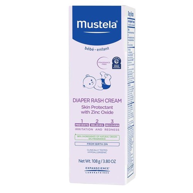 Mustela Baby Diaper Rash Cream - Zinc Oxide Skin Protectant - Fragrance-Free & Paraben-Free - 98% Natural Ingredients