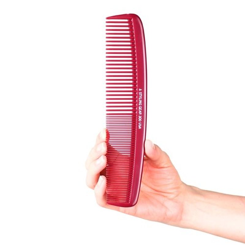 Styling Gear No. 300 Large Comb - 8.5" Specialty Hair Styling & Cutting Comb for Barbers and Stylists, Burgundy 1 Pc.