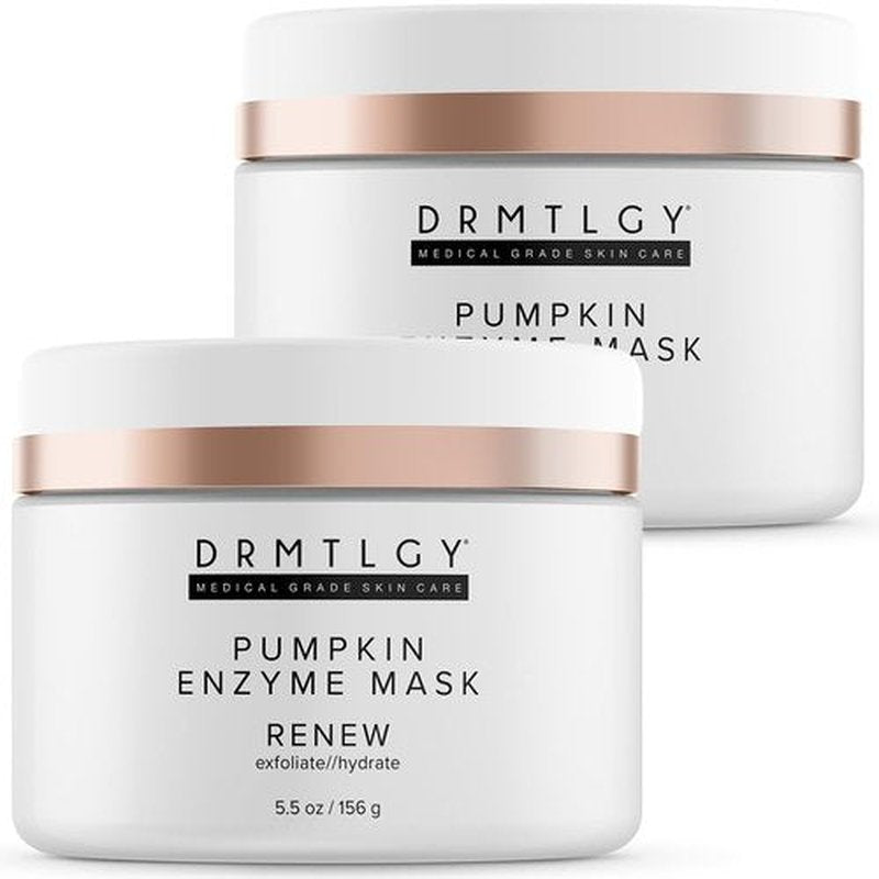 DRMTLGY Pumpkin Enzyme Face Mask with Jojoba Beads. Gentle Exfoliating Pumpkin Facial Mask for Dullness, Uneven Skin Tone, Fine Lines and Wrinkles. 5.5 oz, 2 pack
