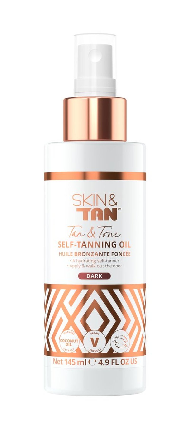 Skinny Tan Tan and Tone Self Tanning Oil Spray - No Need to Rinse - Hydrating and Toning Self Tanner for Healthier Looking Skin - Blurs Appearance of Stretch Marks - Dark Self Tan - 4.9 oz