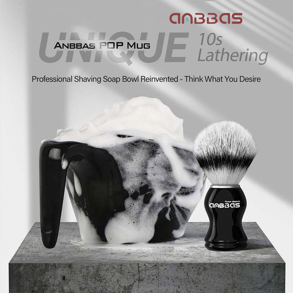 Anbbas Faux Badger Bristles Shaving Brush with Food-Grade Melamine POP Mug for Lathering and 3.5oz Shaving Soap Refill for Men Wet Shave,Women Girls Hair Removal