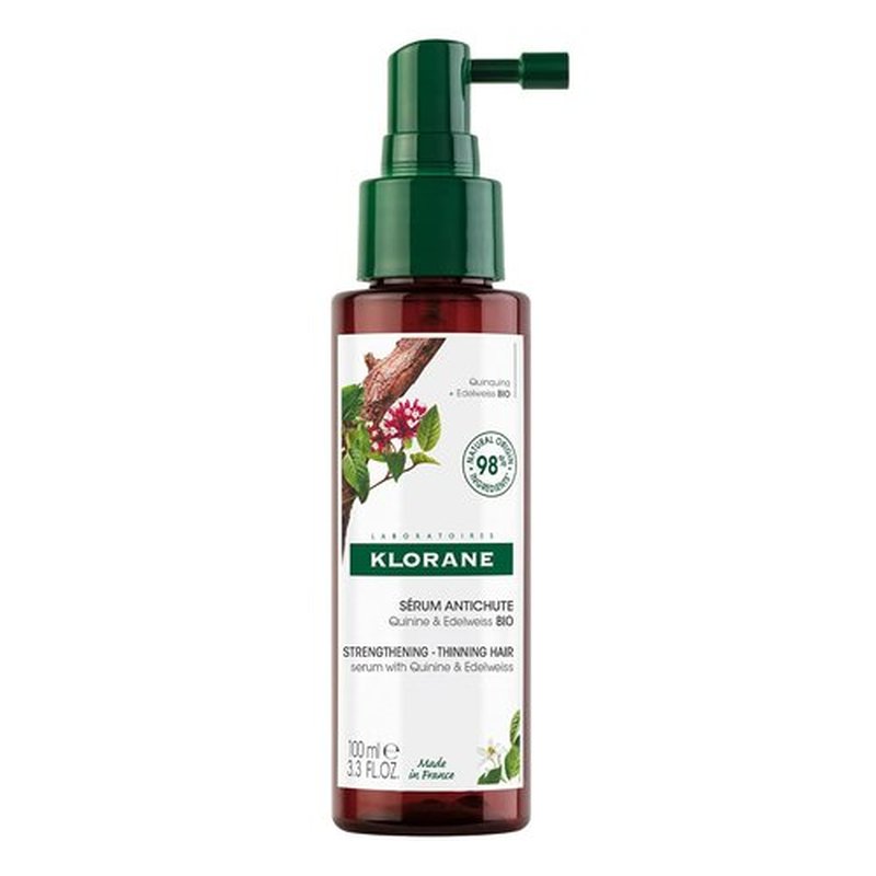Klorane Intense Strengthening Serum with Quinine - Natural Hair Thinning Solution - 3.3 fl. oz. Non-Greasy Leave-In Formula for Thicker, Stronger Hair