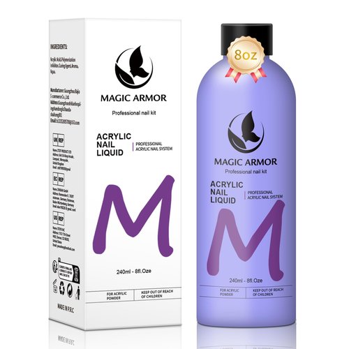 8FL.OZ Acrylic Liquid Monomer Acrylic Nail Liquid Non-Yellowing Acrylic Liquid Professional EMA Monomer Liquid for Acrylic Nail Extension and Carving, DIY Home Nail Salon Use