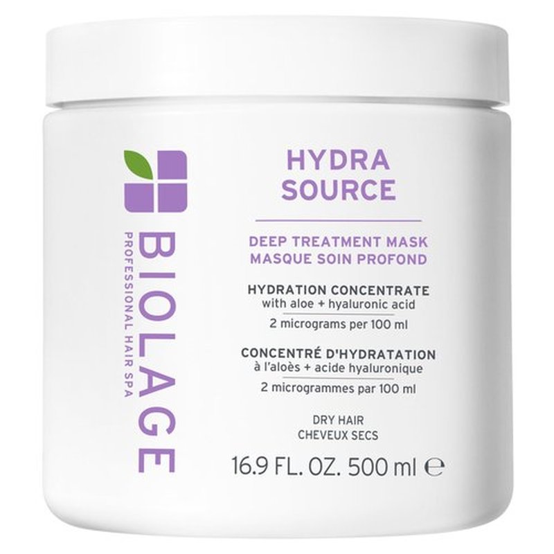 Biolage Hydra Source Deep Treatment Mask - Nourishes & Smooths, For Dry Hair, Infused with Micro-Filtered Aloe Vera & Fermented Hyaluronic Acid, Vegan & Paraben-Free, Packaging May Vary